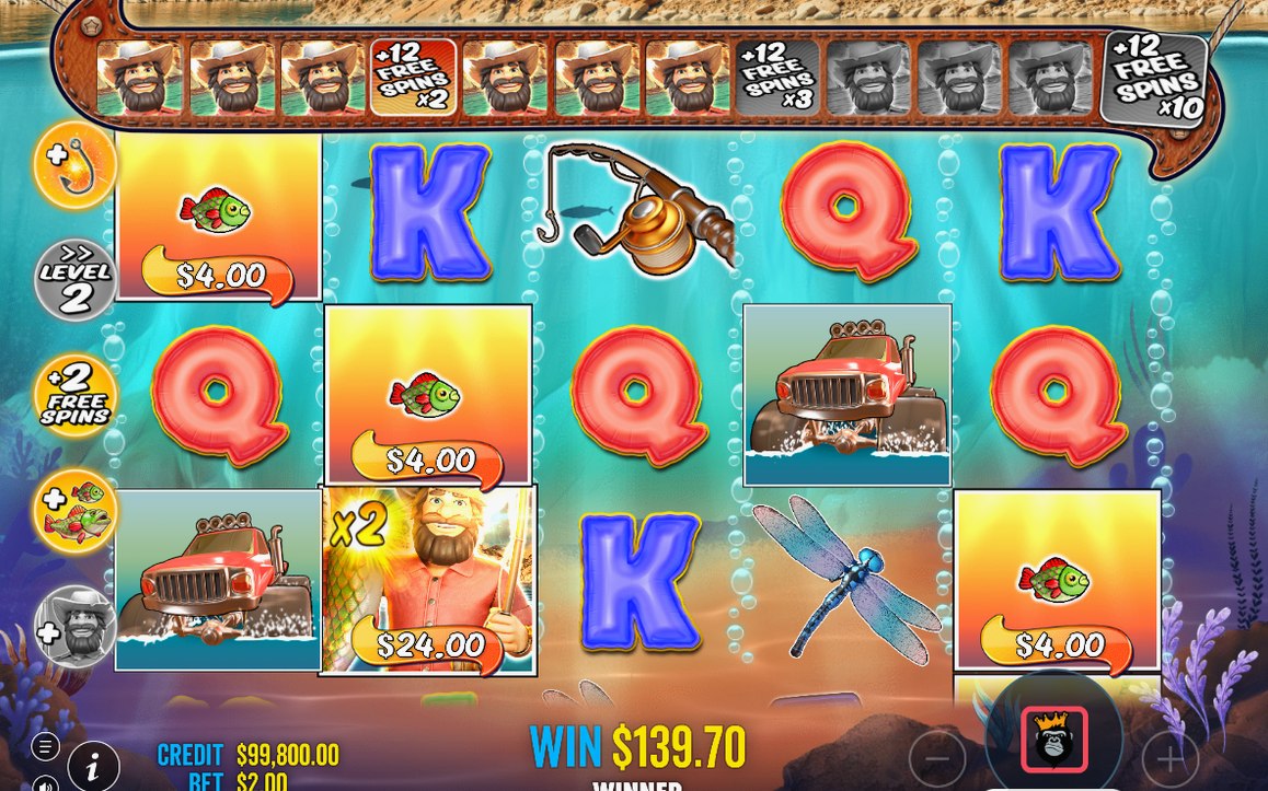 Free Spins screen with the reels in play