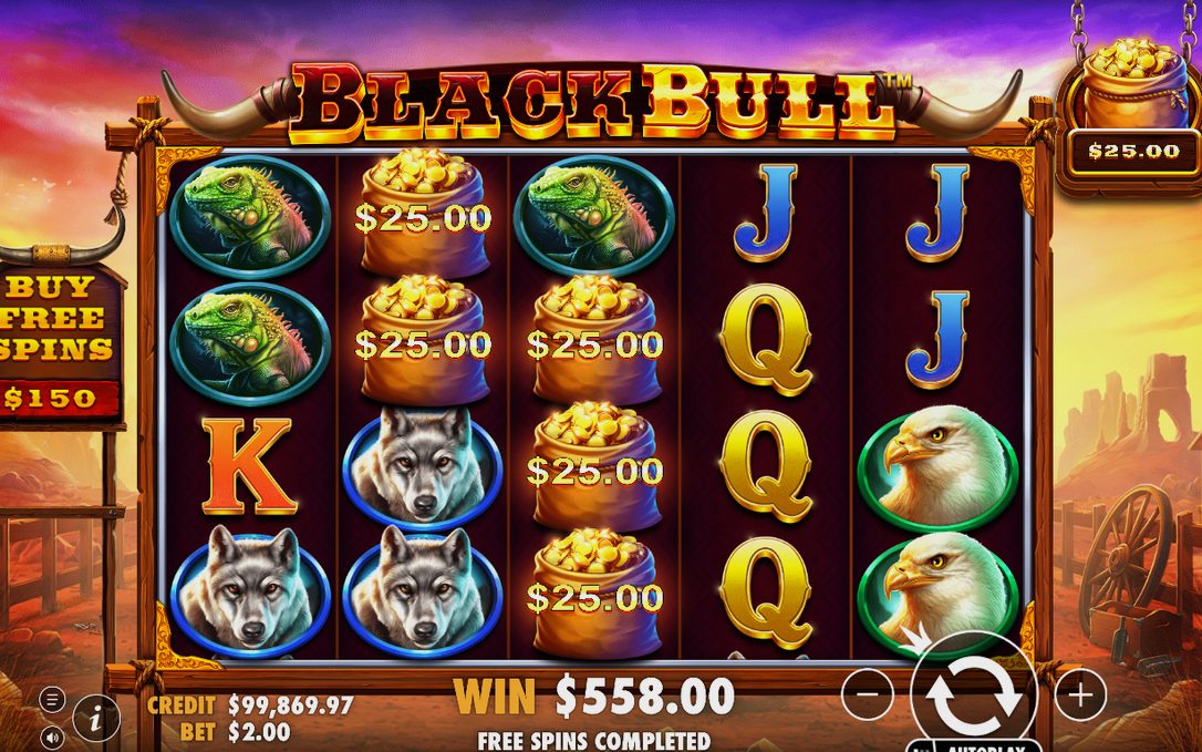 Win screen showing the total win for the round